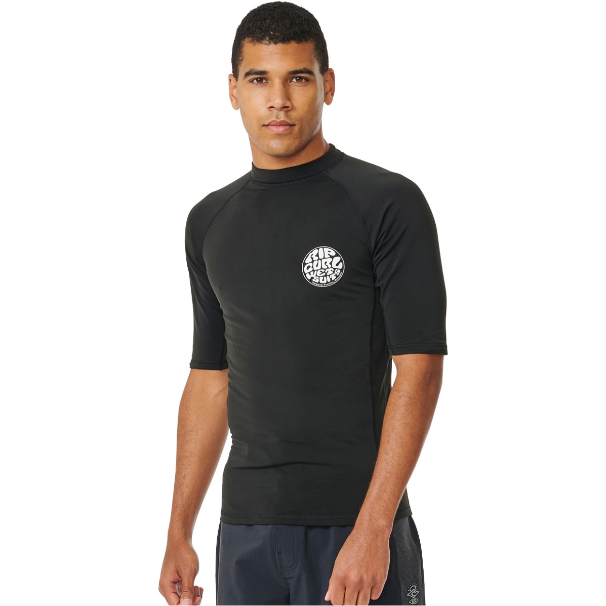 2025 Rip Curl Mens Icons UPF Brushed Short Sleeve Lycra Vest 154MRV - Black